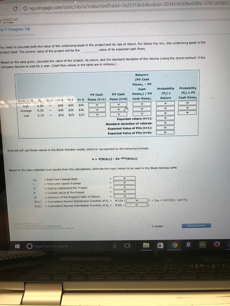 pricing model in the option analysis of the investment timing option option