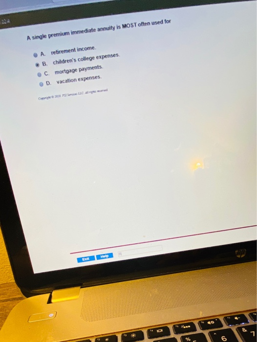  A single premium immediate annuity is MOST often used for A