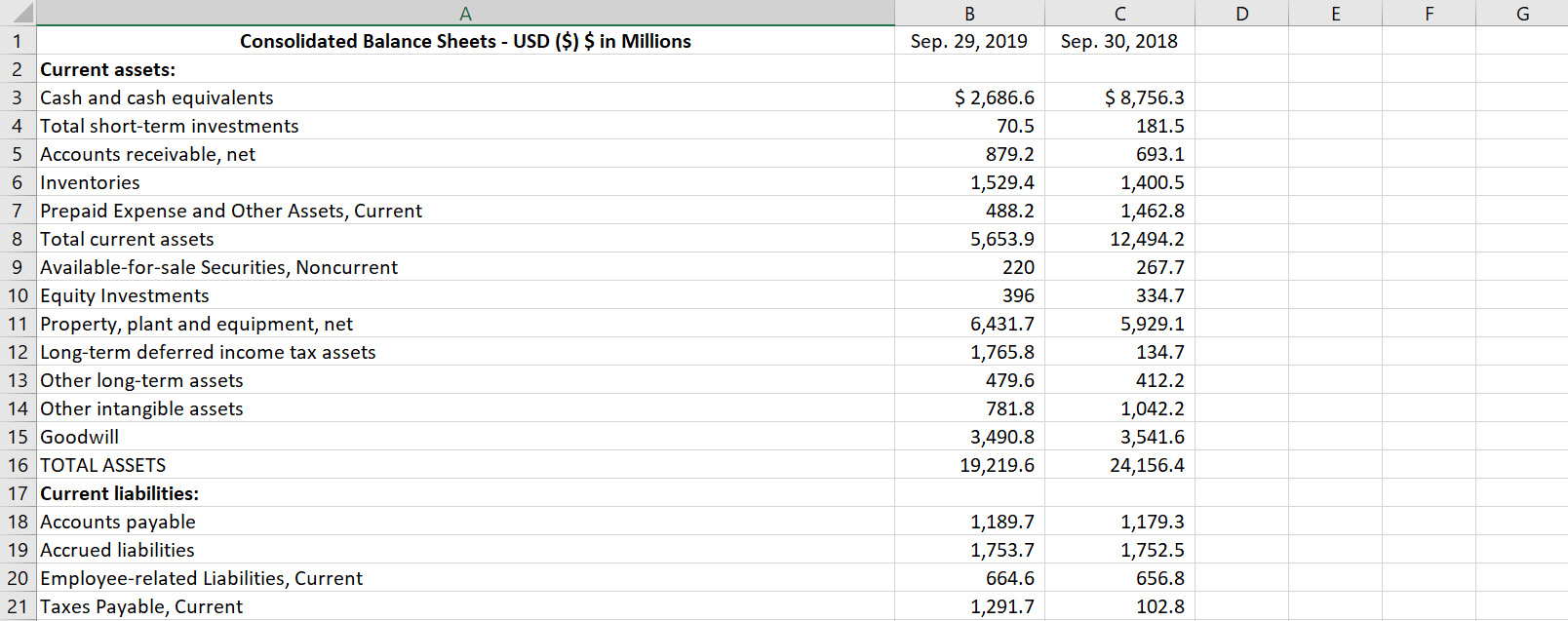 E F G 12 Months Ended Sep. 30, 2018 Sep. 29, 2019