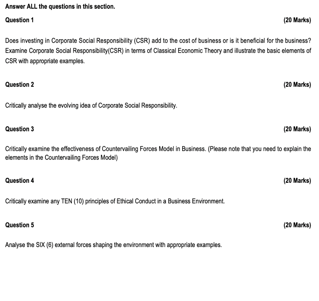 Answer ALL the questions in this section. Question 1 Does investing