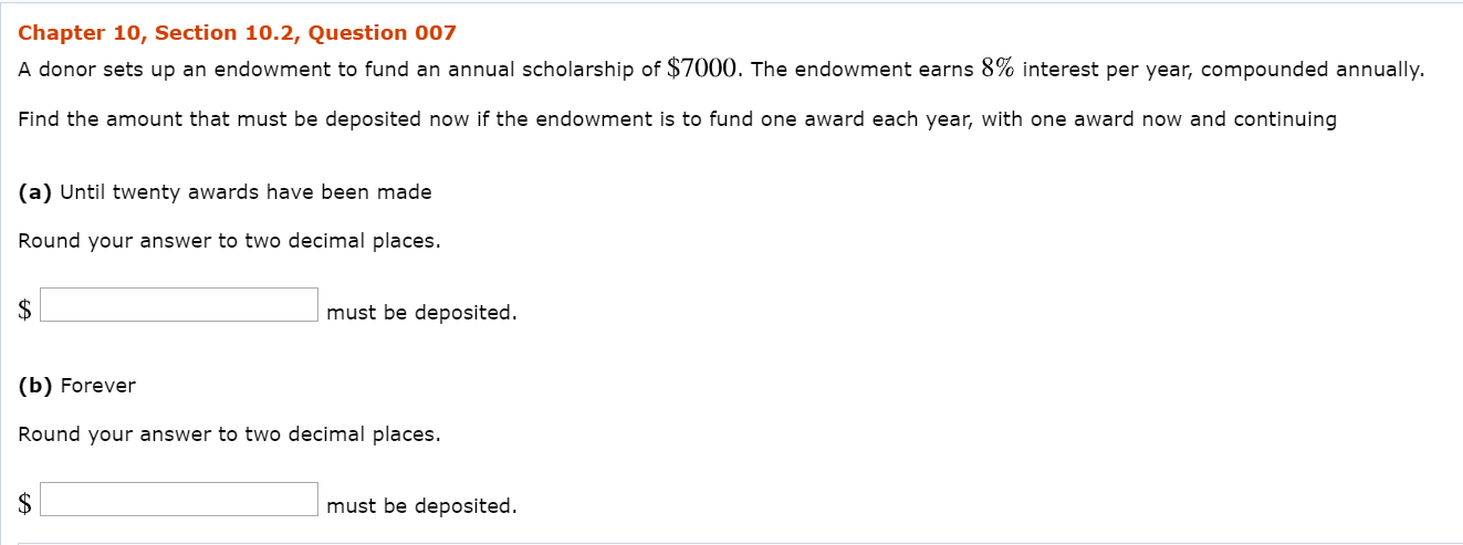  Chapter 10, Section 10.2, Question 007 A donor sets up an
