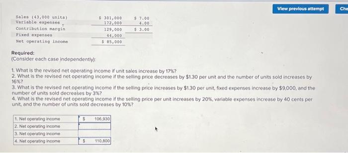  Required: (Consider each case independently): 1. What is the revised net