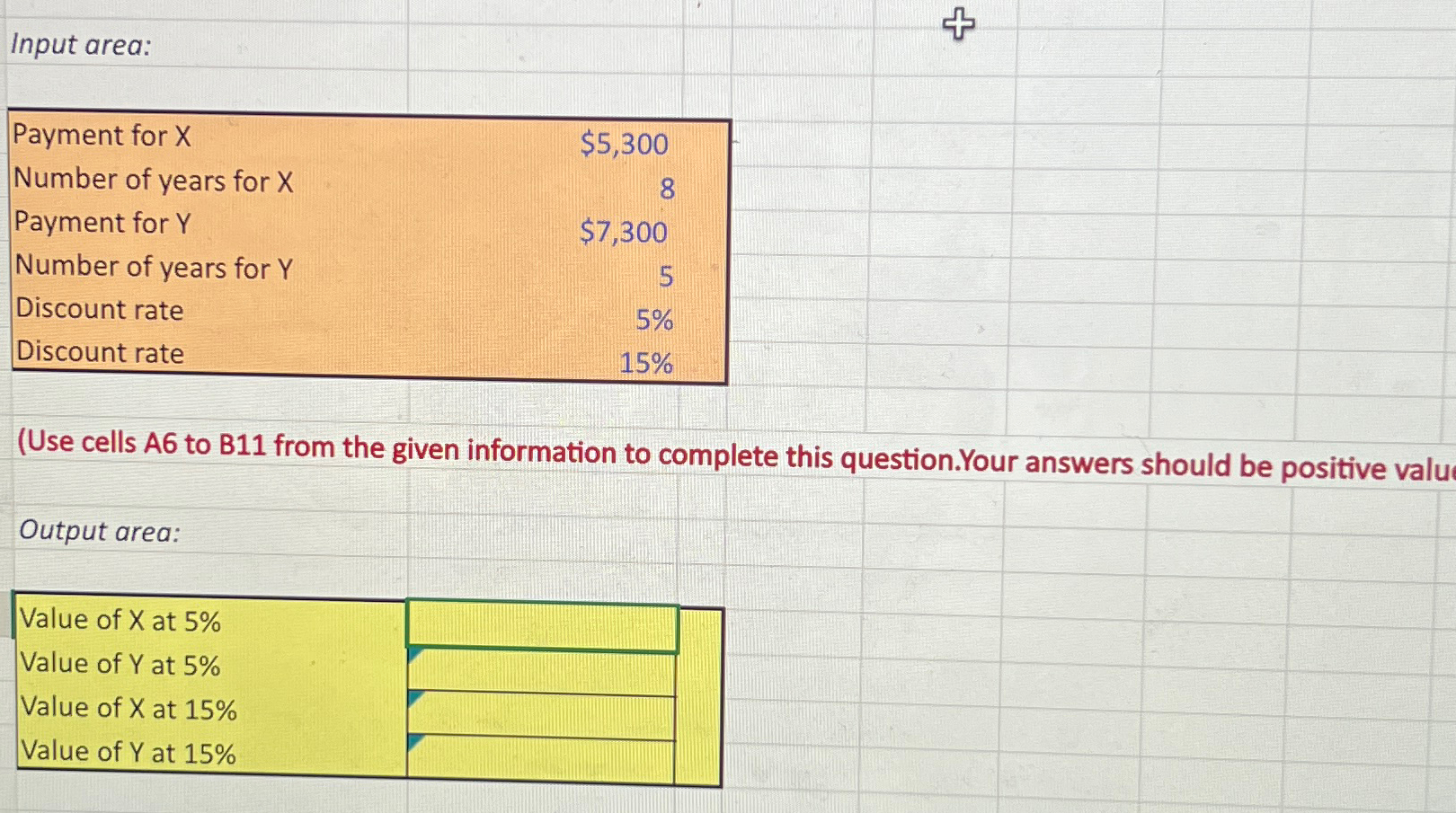  Input area: \table[[Payment for x,$5,300 