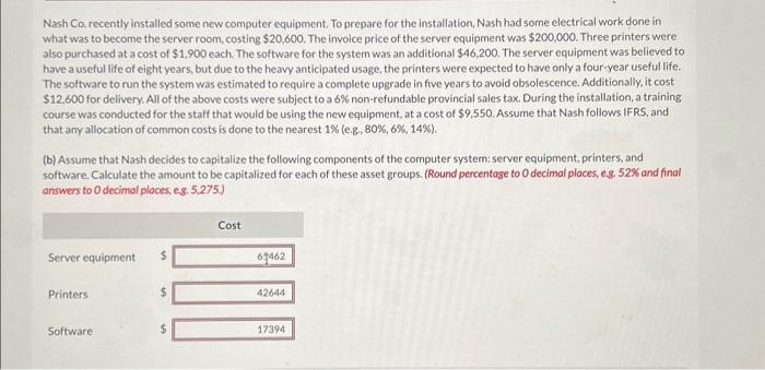 PLEASE HELP ASAPP!! ive been getting this question wrong Nash Co, recently