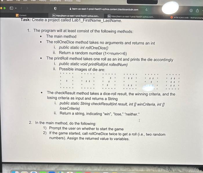 of the various games. One of these is the dice game craps.