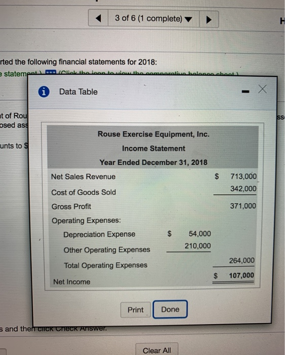 42.08%, 42.08 of 100 Question Help Rouse Exercise Equipment, Inc. reported the