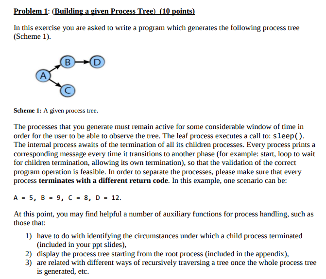 Program in C Problem Building a give Process T In this exercise