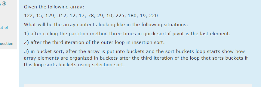 Using the Java language, please quickly 3 ut of Given the following