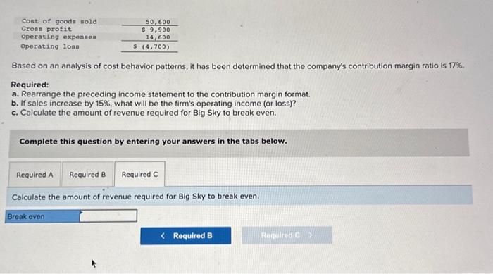 be the firm's operating income (or loss)? c. Calculate the amount of