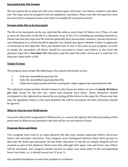 program that encrypts the alphabetic letters in a file using the Vigenre