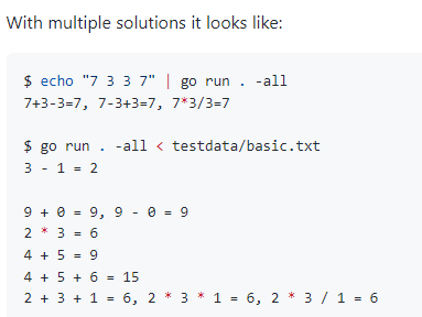 program must efficiently find the binary operators that complete the equation. For