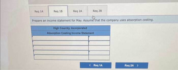 High Country, Incorporated, produces and sells many recreational products. The company has