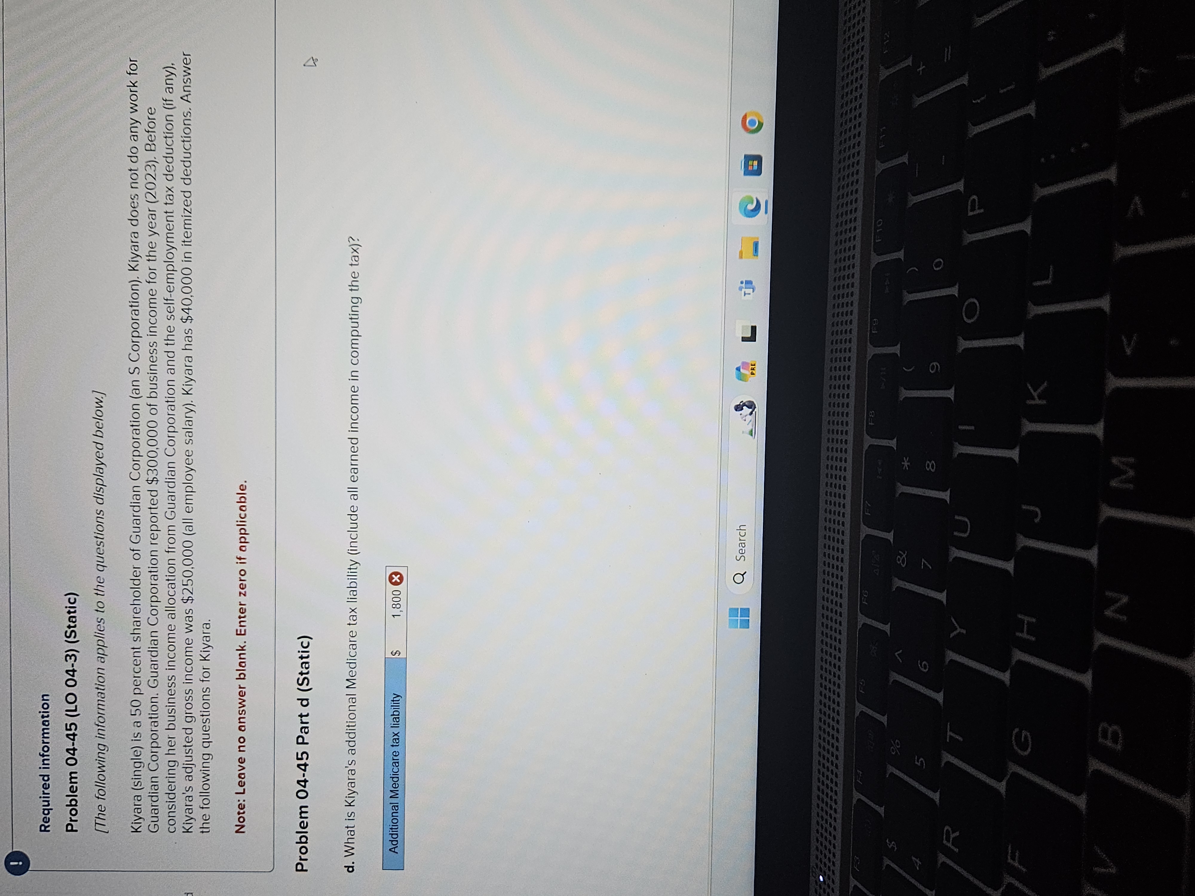  Required information Problem 04-45(LO 04-3)(Static) [The following information applies to the