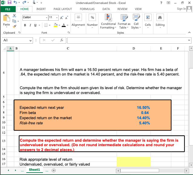  SHOW THE FORMULAS ? X Undervalued/Overvalued Stock - Excel FORMULAS DATA