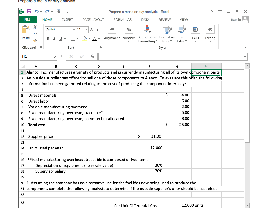 How do you do the excel work for this question? Prepare a