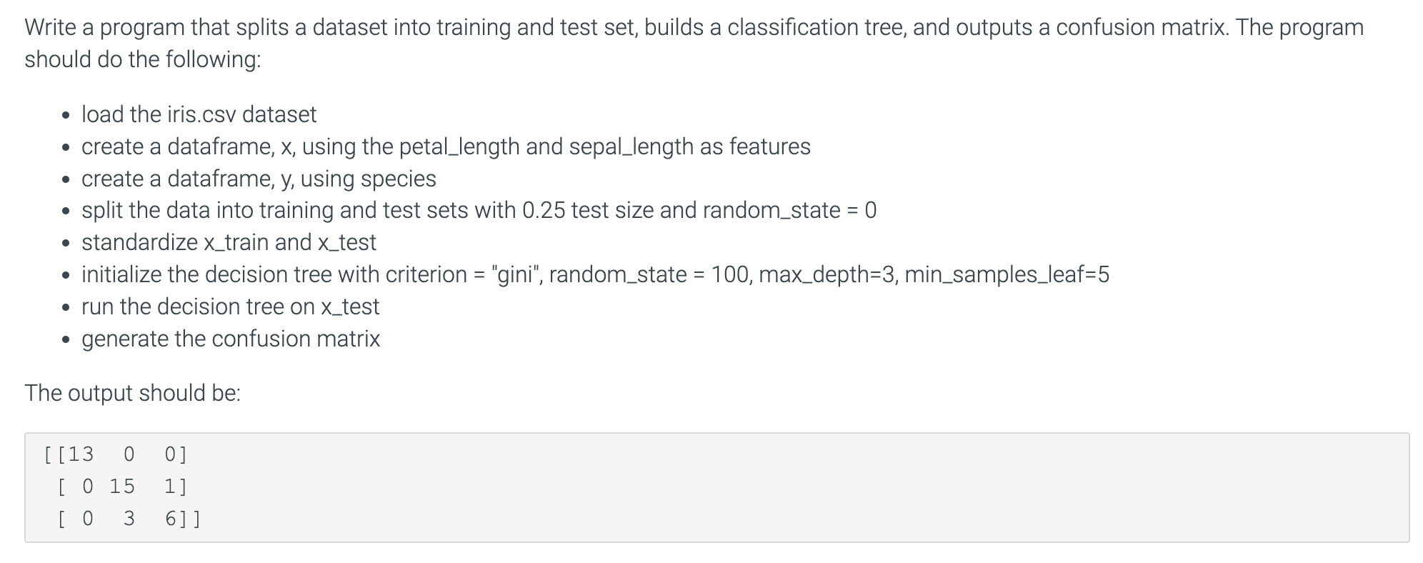 THE OUTPUT MUST BE EXACTLY THE SAME! Write a program that splits
