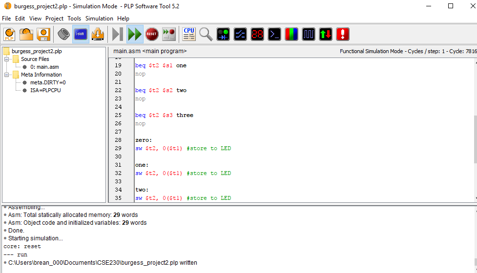 in the table. So far the switch just lights up the corresponding