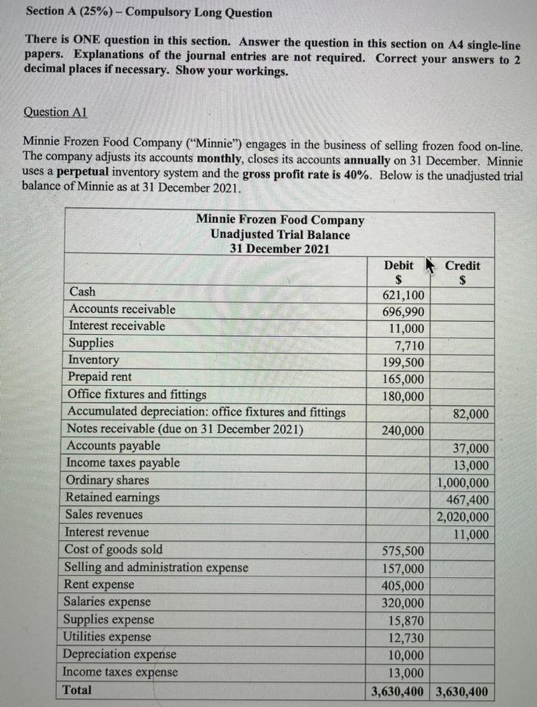  Section A (25%) - Compulsory Long Question There is ONE question
