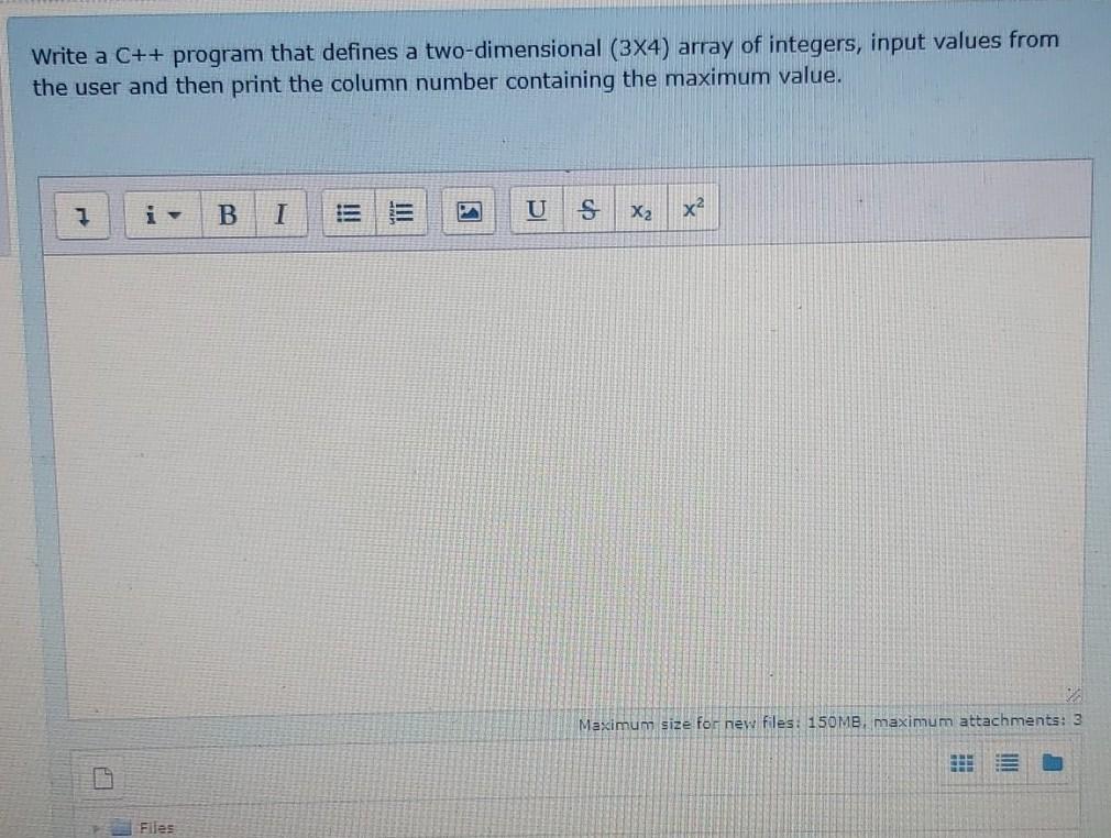  Write a C++ program that defines a two-dimensional (3X4) array of