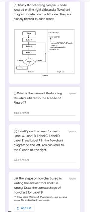  (a) Study the following sample C code located on the right