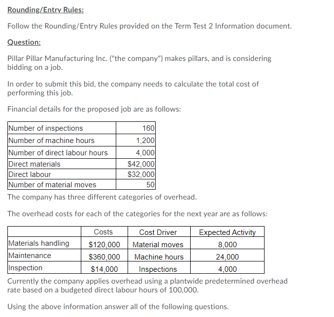  Please correct me! Rounding/Entry Rules: Follow the Rounding/Entry Rules provided on