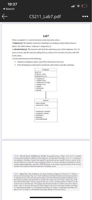 Write the code on c++ Lab7 Write a poncylete Ca+ code for