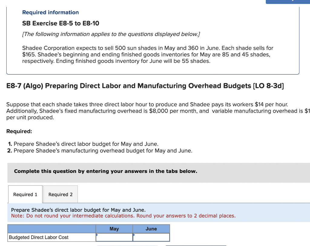  Required information SB Exercise E8-5 to E8-10 [The following information applies