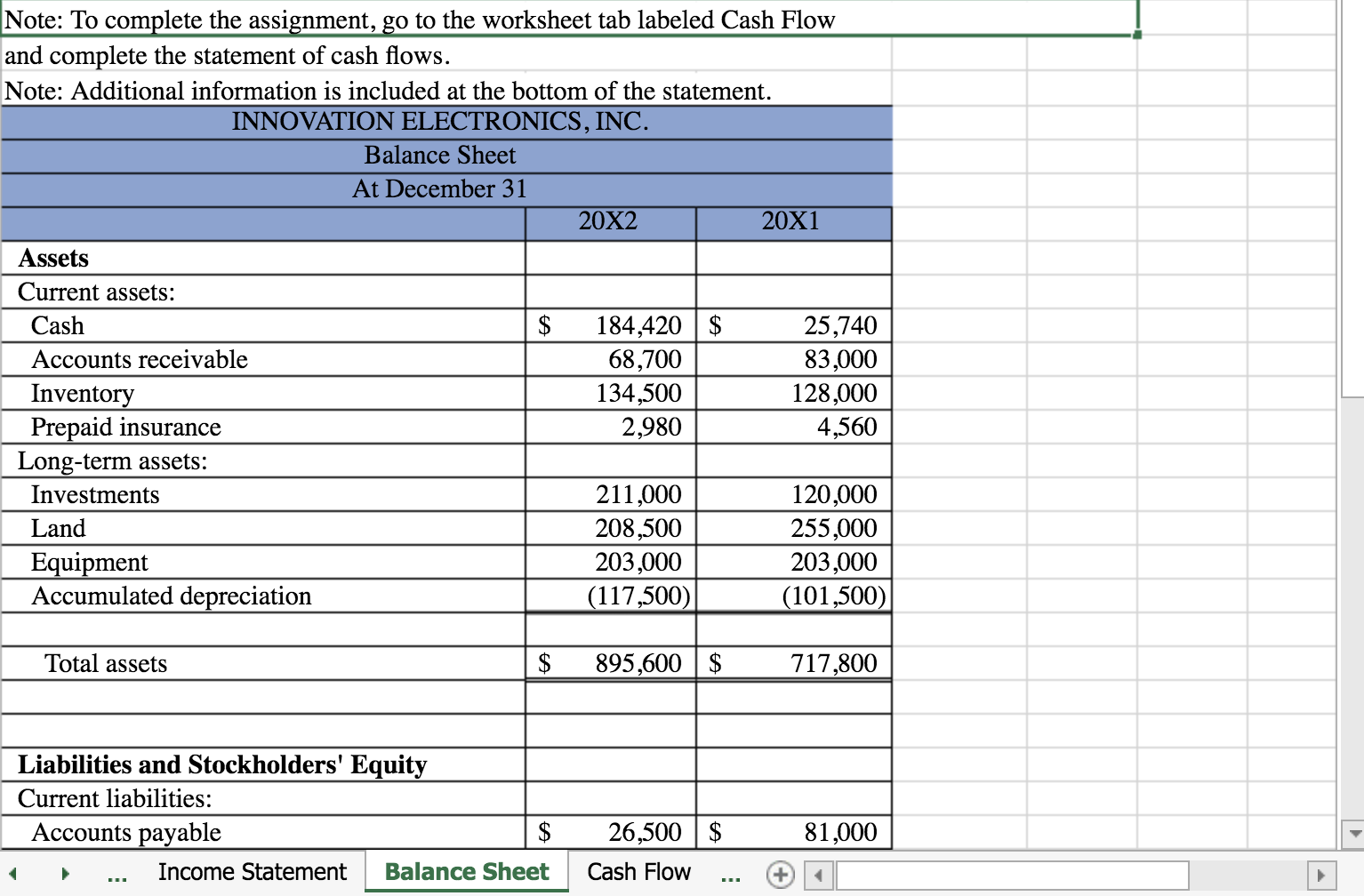 statements for Peach Computer are provided below. PEACH COMPUTER Income Statement For