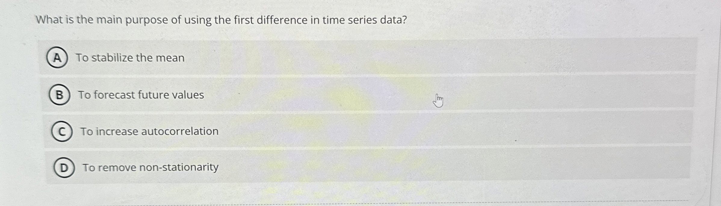  What is the main purpose of using the first difference in