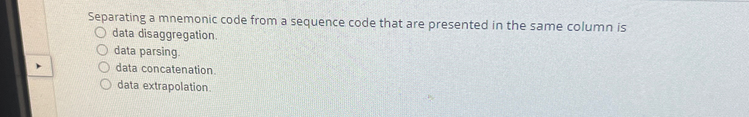  Separating a mnemonic code from a sequence code that are presented