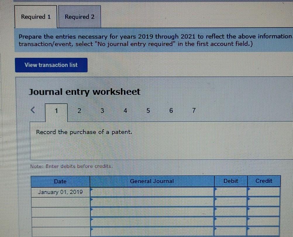 through 2021 to reflect the above information transaction/event, select "No journal entry