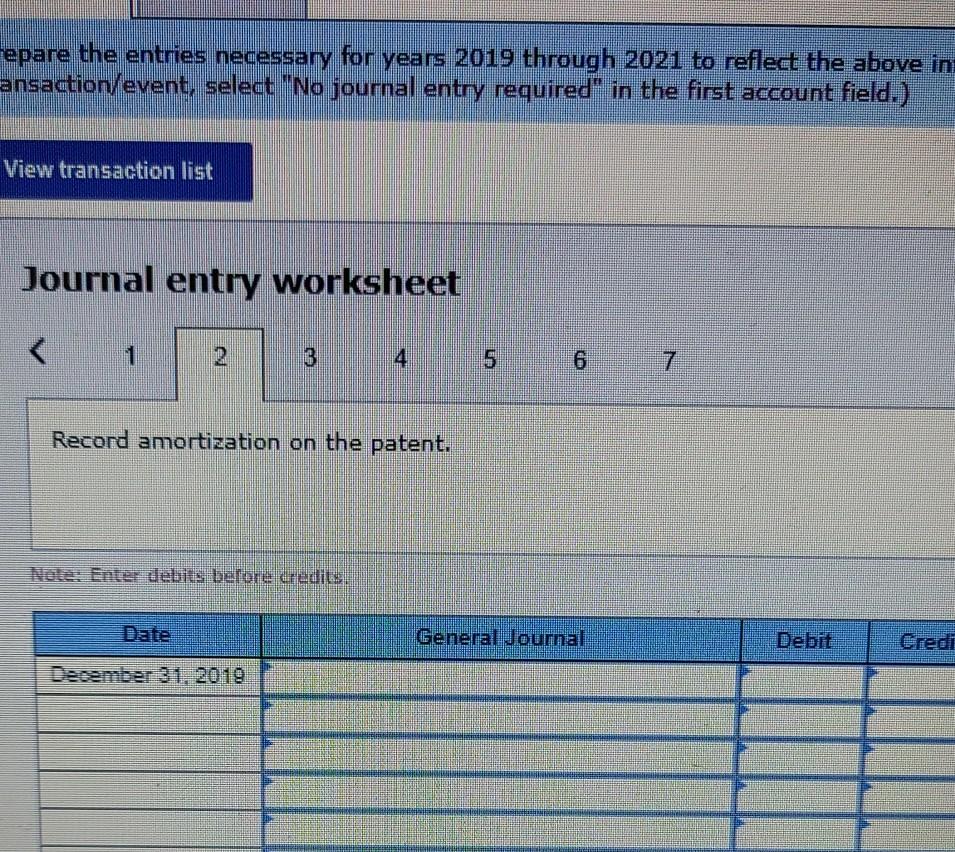 required" in the first account field.) View transaction list Journal entry worksheet