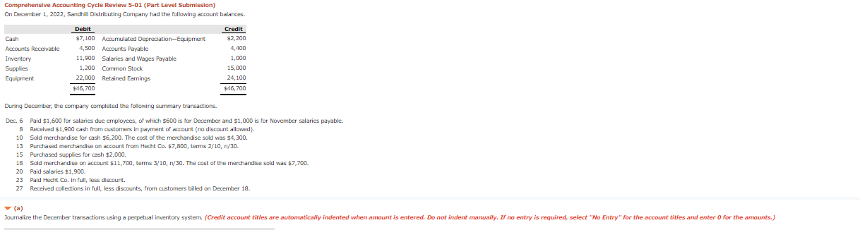 What is the answer to Part (c) Comprehensive Accounting Cycle Review 5-01