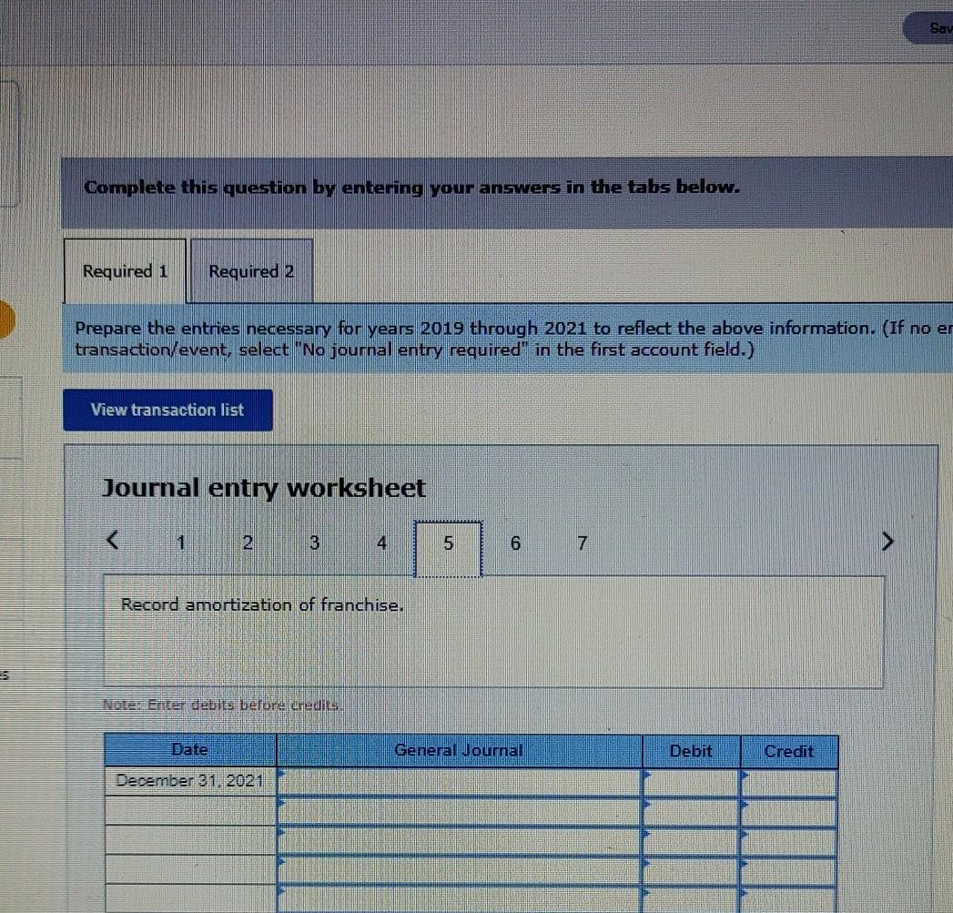 01, 2019 epare the entries necessary for years 2019 through 2021 to