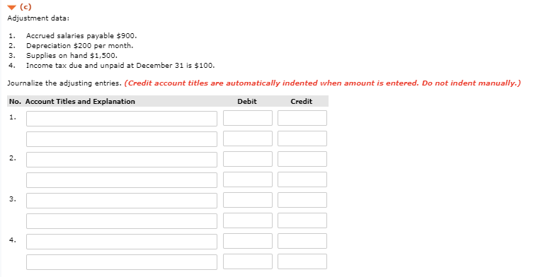 Common Stock 22,000 Retained Earnings $46,700 Supplies Equipment 24,100 $46,700 During December,