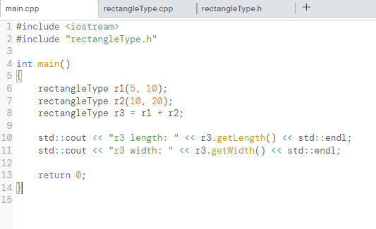 operators as nonmembers of the rectangleType. The header and implementation file from