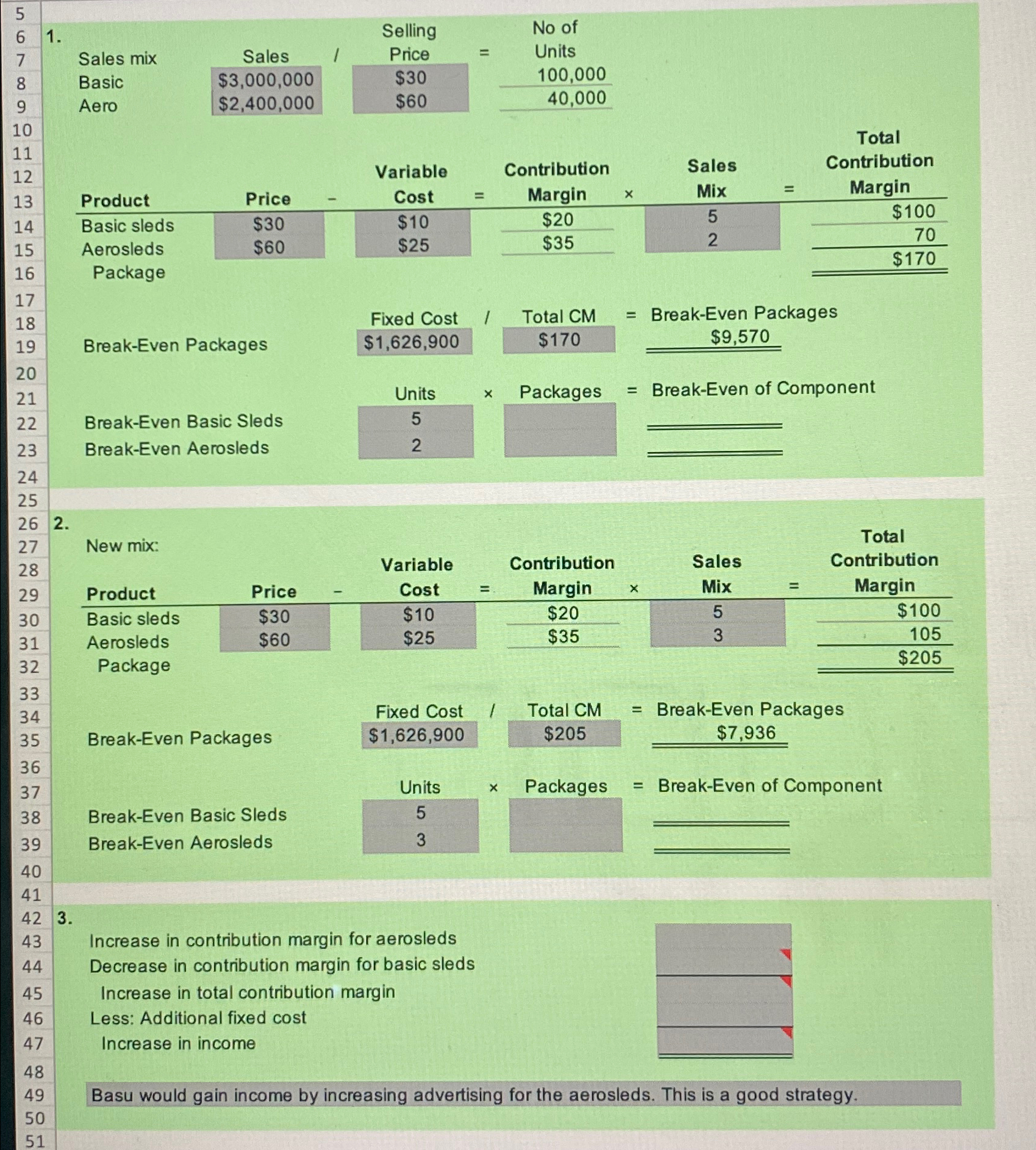 Multiple-Product Analysis, Changes in Sales Mix, Sales to Earn Target Operating