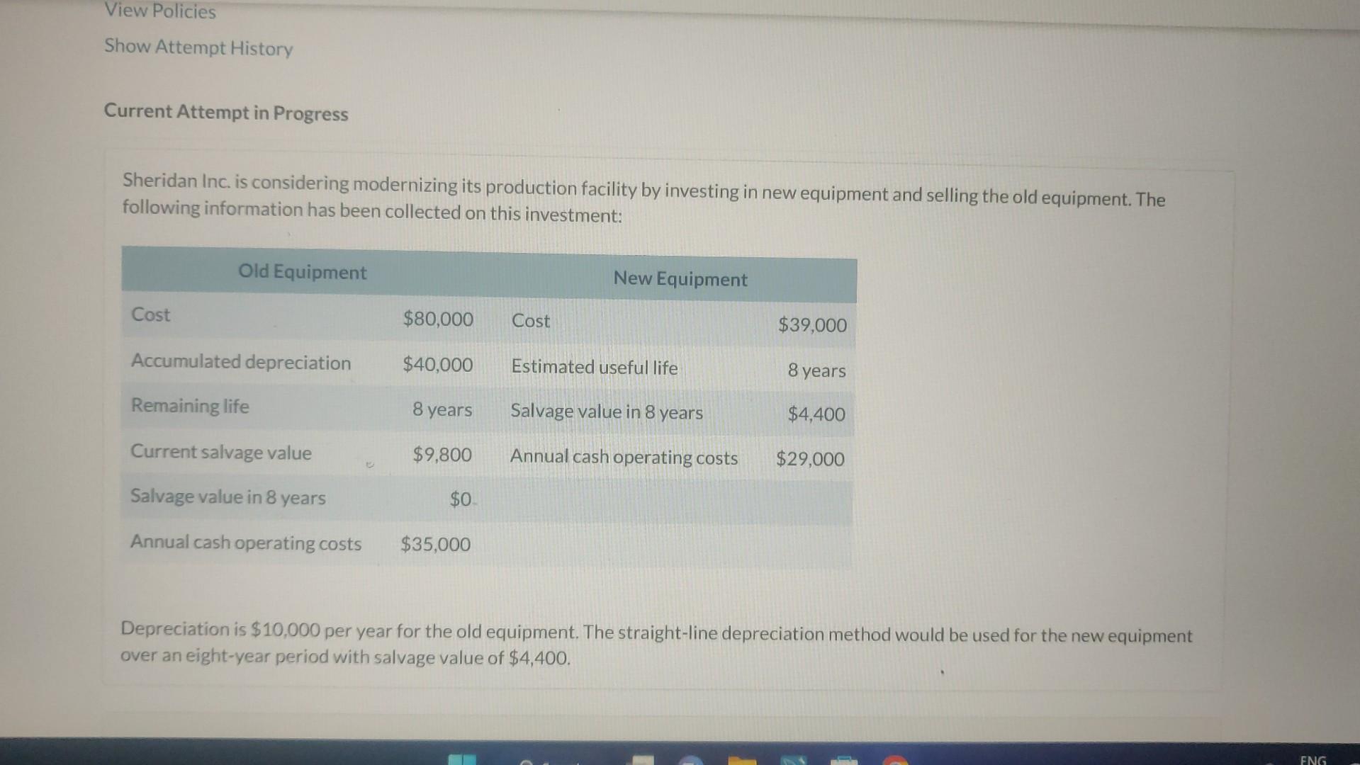 answer D purchase new machine or should not purchase View Policies