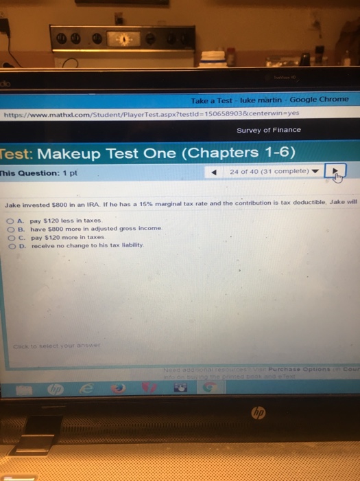  Take a Test uke martin Google Chrome com/Student/Player Test aspx?testld- 150658903&centenwin