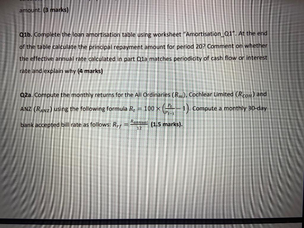 acst6003-assignment.xlsx contains the following data: A 10-year loan on $355,000 (Amortisation_Q1 worksheet)
