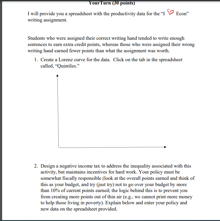  1.Create a Lorenz curve for the data. Click on the tab