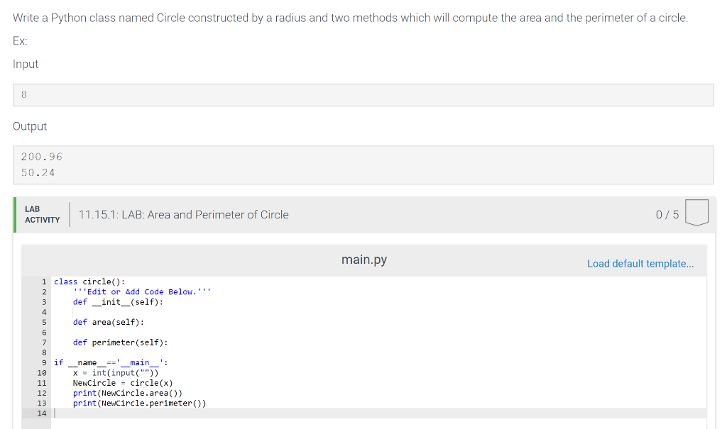  Python Write a Python class named Circle constructed by a radius
