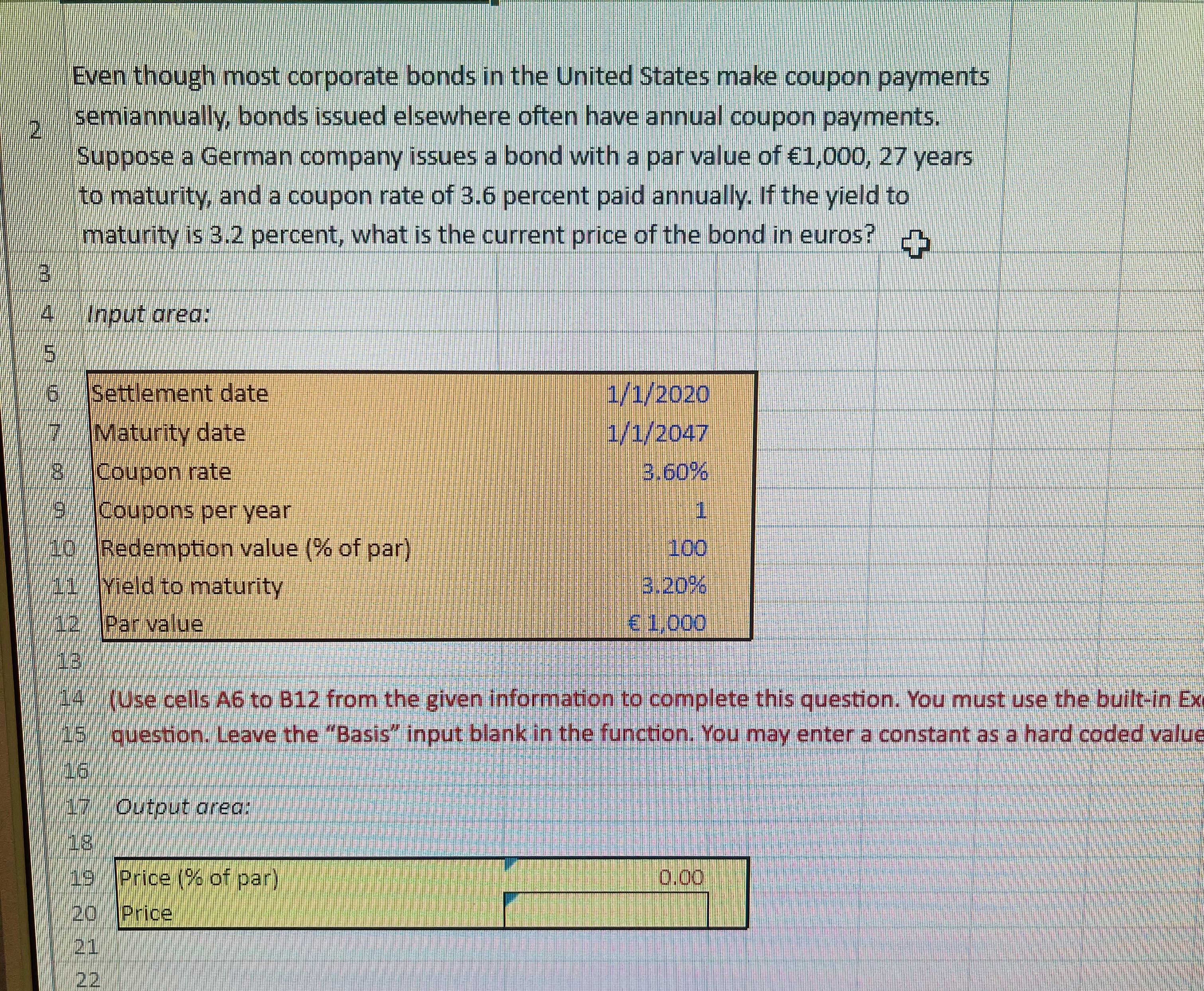  Must use Excel formule 