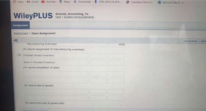 contains the following data. Raw Materials inventory 54,300 Manufacturing Overhead Applied $30,000