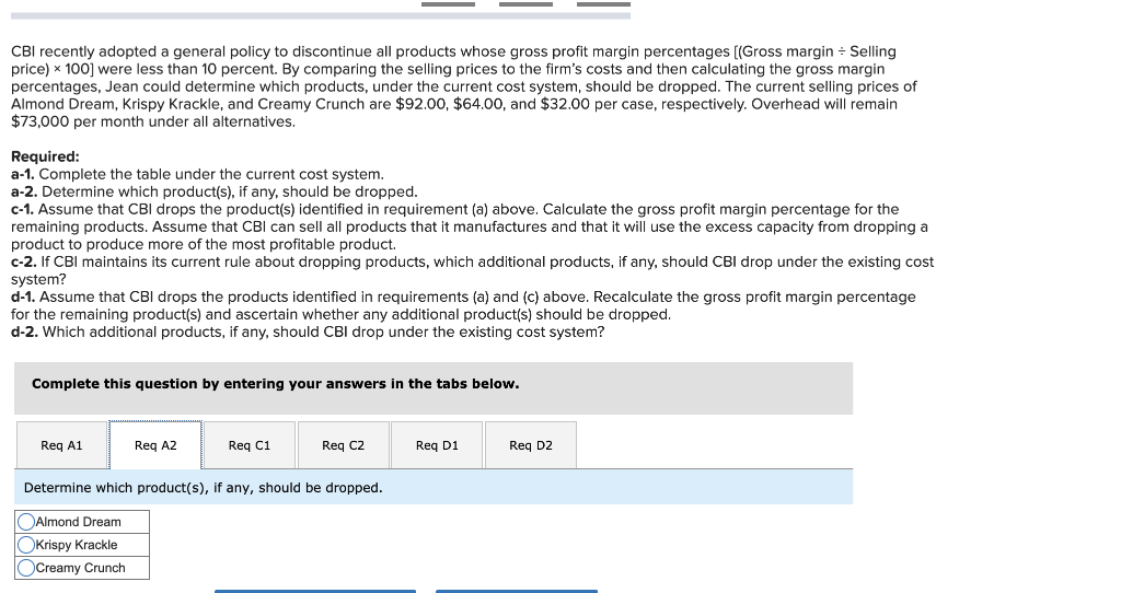 Krackle, and Creamy Crunch. CBI is profitable, but management is quite concerned