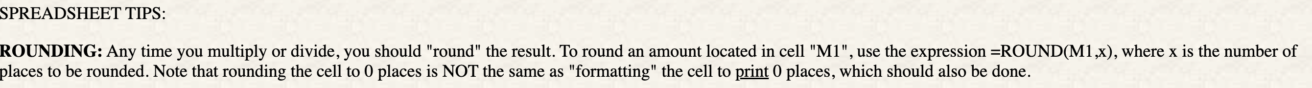 output items should be placed on a separate 'sheet' (the heading "...