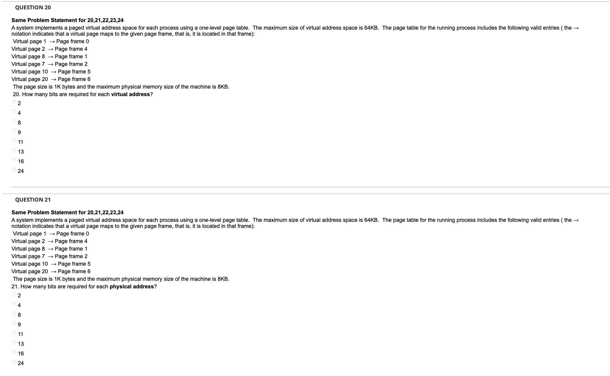  QUESTION 20 Same Problem Statement for 20,21,22,23,24 notation indicates that a