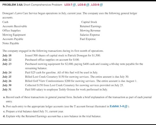 PROBLEM 3.6A Short Comprehensive Problem LO3-7 . LO3-8 . LO3-99 Donegan's