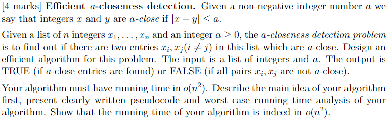 Algorithm must be in little-o(n^2) not in big-o(n^2). Cannot use a hash
