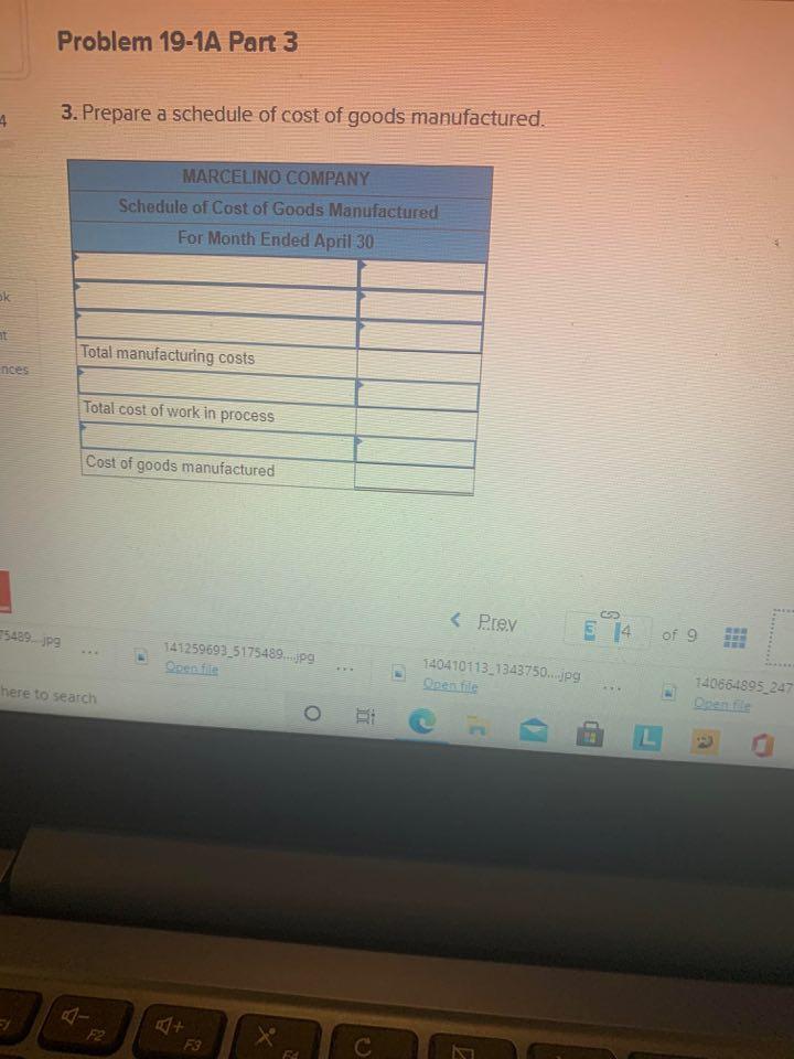 displayed below.) Marcelino Co.'s March 31 inventory of raw materials is $84,000.